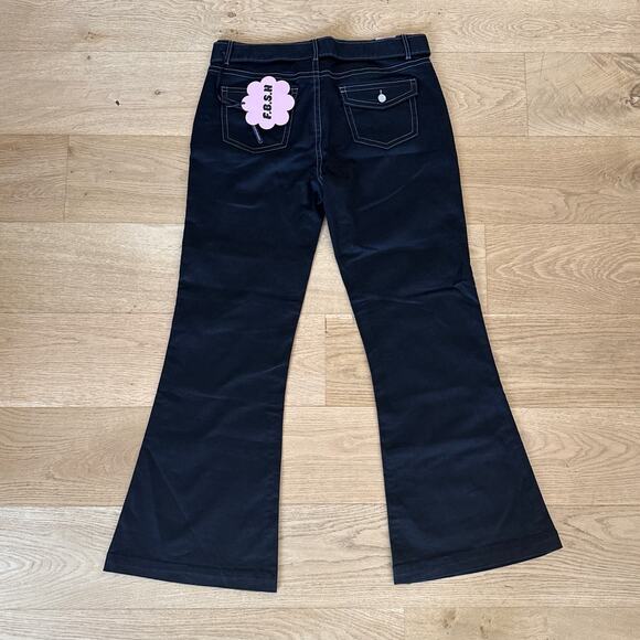 F.B.S.H Paris Pants Flower Buckle Flare Size 12 Black - Picture 4 of 5